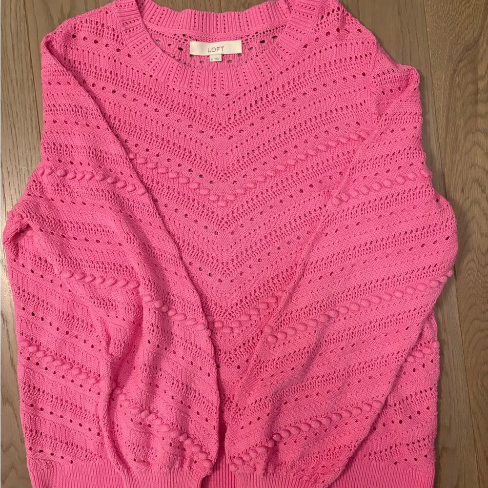 LOFT Pink Pointelle Knit Sweater
- Size x-large - 100% Cotton - Picture 3 of 8